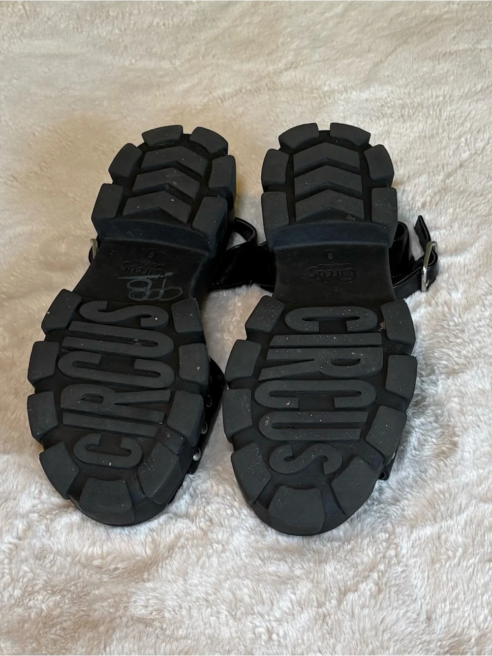 CIRCUS by SAM EDELMAN Black Chunky Platform Sandals with Stud Detail Size 9